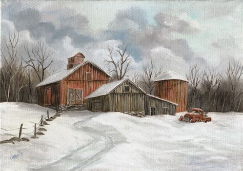 Winter haven by Marveta Foutch | Farm scene painting, Barn wall art ...