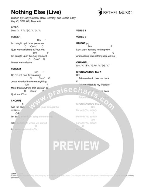 Nothing Else (Live) Chords PDF (Bethel Music / Edward Rivera) - PraiseCharts