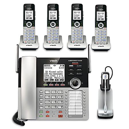 VTech 4 Line Small Business Office Phone System with 4 CM18045 Handsets - Office Depot