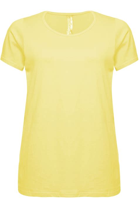 Yellow Plain Basic Scoop Neck T-shirt plus size 16,18,20,22,24,26,28,30,32