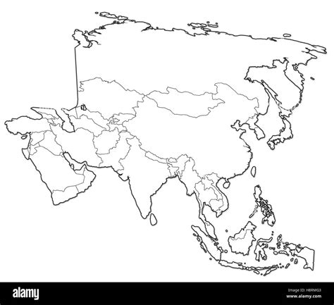 Black And White Map Of Asia