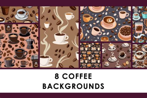 10 Coffee Backgrounds Pattern Set Graphic by Endrawsart · Creative Fabrica