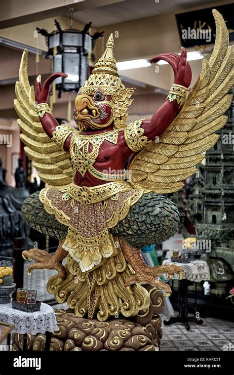 Garuda, Thai, Chinese temple, statues, Wihan Sian, Pattaya, Thailand Stock Photo - Alamy