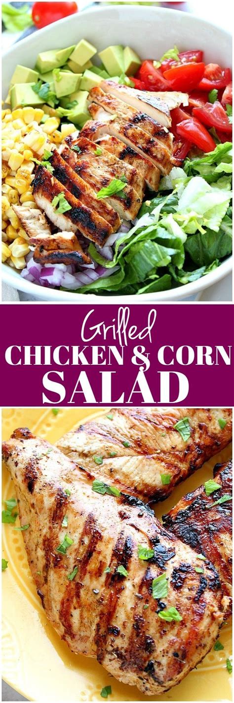 Grilled Chicken Salad Recipe – perfect juicy grilled chicken, grilled corn off the … | Grilled ...