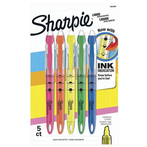 Sharpie Liquid Highlighter, Chisel Tip Highlighters, Assorted Colors, 5 ...