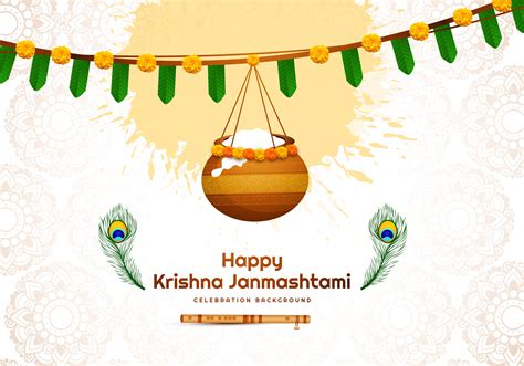 Happy janmashtami design with banner and hanging pot 1233188 Vector Art at Vecteezy