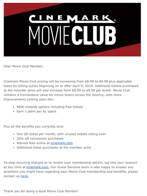 Cinemark Movie Club Pricing Increase : r/MoviePassClub