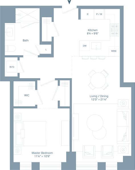 One bedroom floorplan