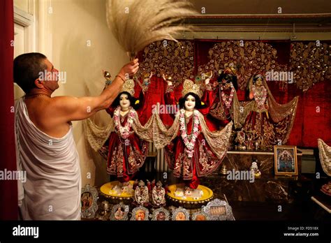 Celebration in an ISKCON temple Stock Photo - Alamy