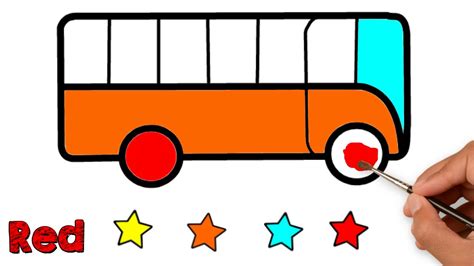 How to paint a BUS for kids easy drawing simple bus || Colouring Bus Tutorial - YouTube