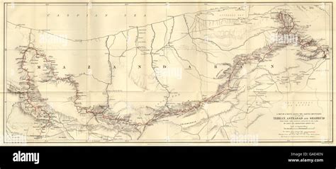 IRAN: Alborz mountains between Tehran, Astrabad and Shahrud. RGS map, 1883 Stock Photo - Alamy