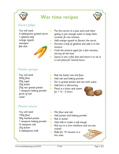 Rationing recipes | KS2 History | World War II | Teachit