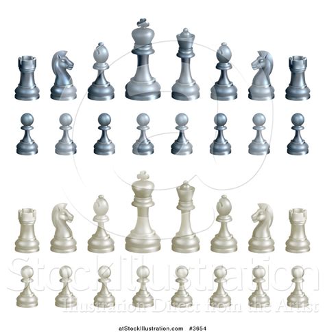 Vector Illustration of Black and White Chess Pieces by ...