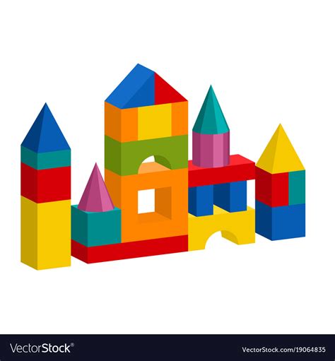 Colorful blocks toy building tower castle house Vector Image