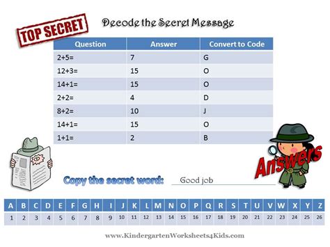 Math Worksheets with Secret Code