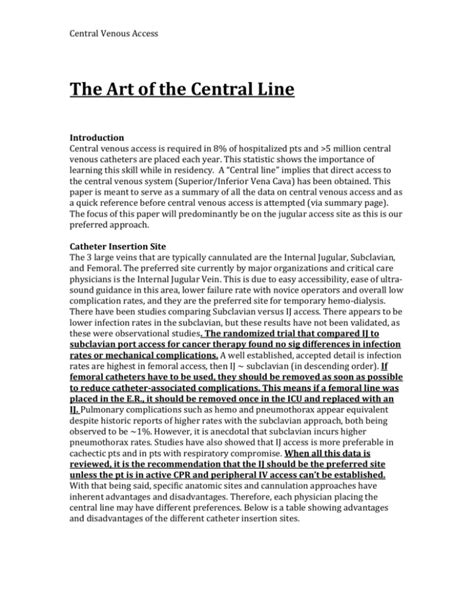 The Art of the Central Line