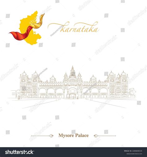 Mysore Palace Karnataka Line Drawing Vector Stock Vector (Royalty Free ...