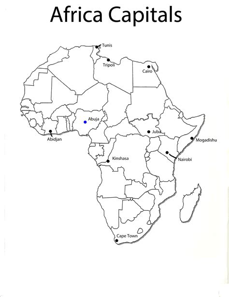 Africa Map With Capitals Printable