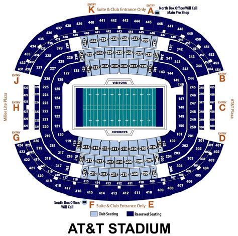 AT&T Stadium Seating Chart with Rows and Seat Numbers 2024