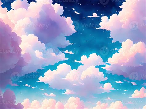 Beautiful anime clouds background with pastel color. 22805100 Stock ...