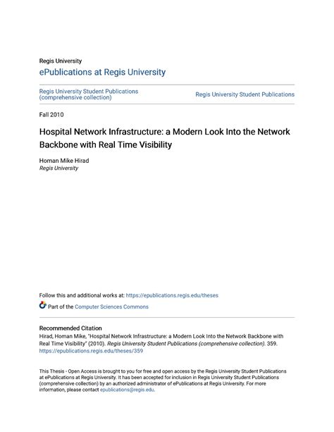 Hospital Network Infrastructure a Modern Look Into the Network B - Regis UniversityRegis ...