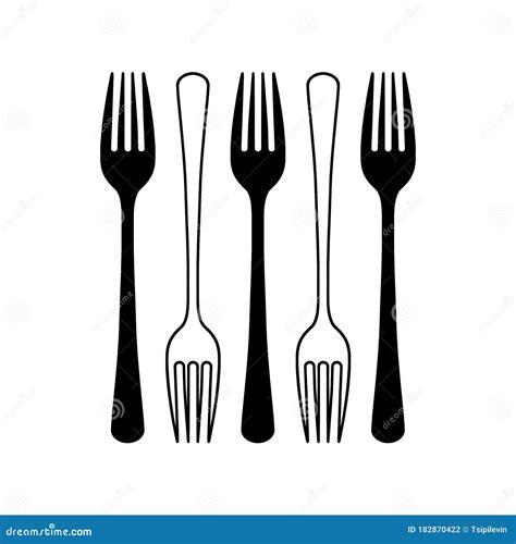 Forks Silhouette And Outline Illustration | CartoonDealer.com #182870422