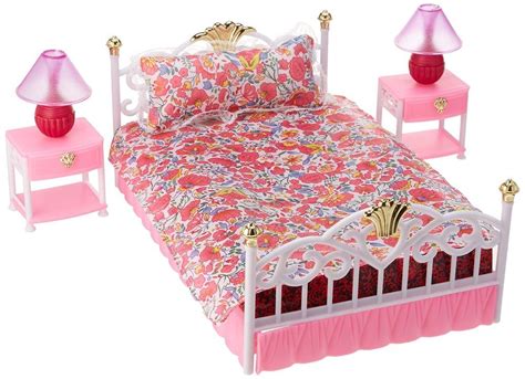 Dollhouse Barbie Doll Bedroom Play Set Bed Nightstand Girls Toys Kids Furniture #Dollhous ...