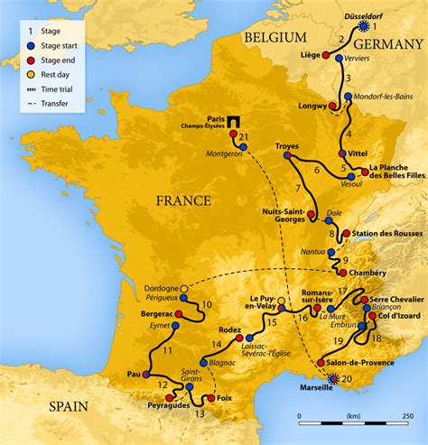 2017 Tour de France Route Map [800x833] : MapPorn