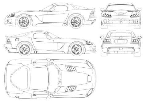 Dodge Viper SRT10 Blueprint - Download free blueprint for 3D modeling