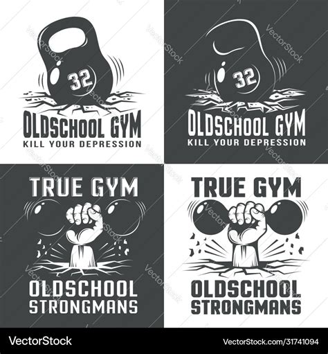 Gym old-school logos Royalty Free Vector Image