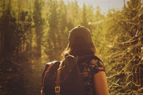 Free Images : tree, nature, forest, light, woman, photography, sunlight, morning, leaf, backpack ...