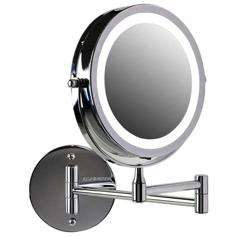 Ovente Double Sided Wall Mounted Makeup Mirror 7 Inch with 1X 7X Magnification and LED Ring ...