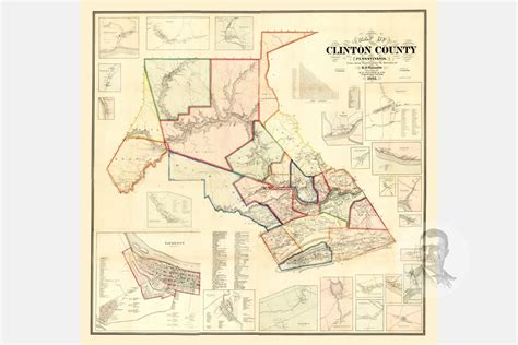 Vintage Clinton County Map 1862 Old Map of Clinton County | Etsy