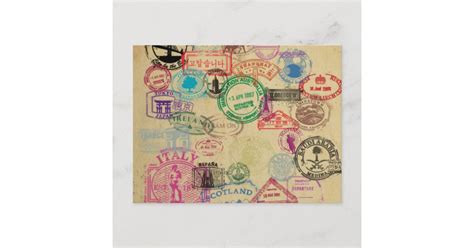 Vintage Passport Stamps Postcard | Zazzle