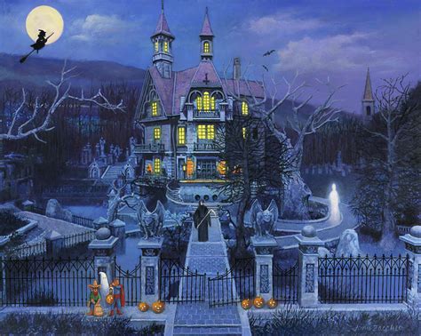 Haunted House Painting by John Zaccheo