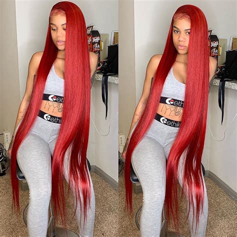 Red Lace Front Wig 13x4 Lace Frontal Wig Straight Hair Wig Undetectabl - Hairinbeauty