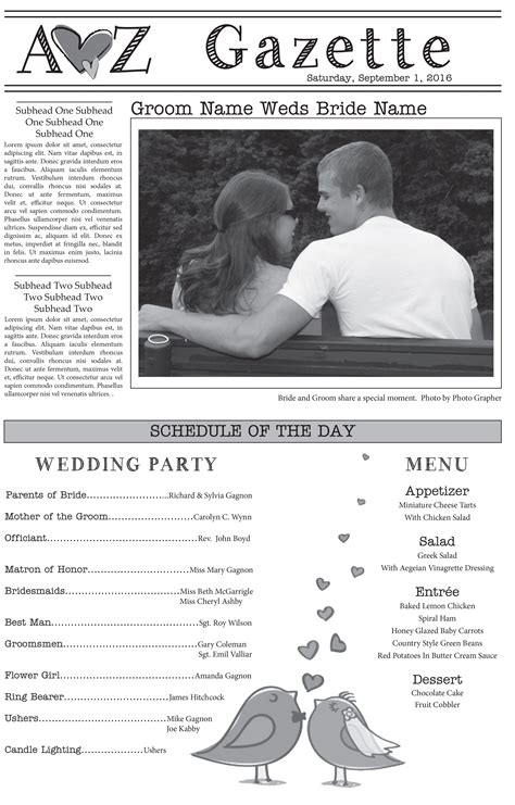 We have several wedding newspaper templates to choose from. Let us ...