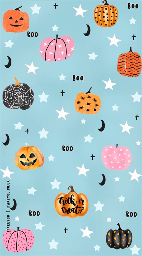 20+ Chic and Preppy Halloween Wallpaper Inspirations : Pumpkins Blue ...