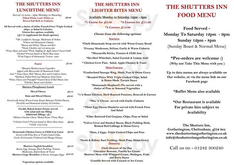 The Shutters Inn menù, Cheltenham - Main Menu | Sluurpy