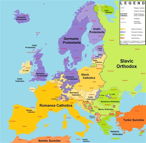 Religions and Language Families in Europe | Geography map, History ...