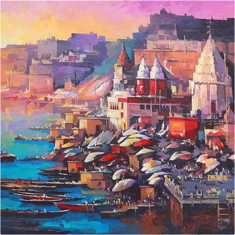 varanasi 03-Buy landscape canvas painting