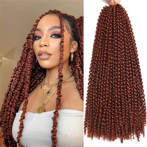 Buy Passion Twist Hair 18 Inch Water Wave Crochet Hair 6 Pcs Copper Red Passion Twists Braiding ...