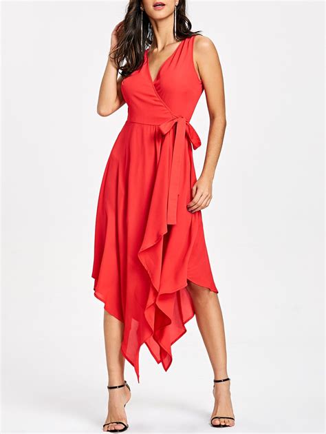 Sleeveless Flowy Handkerchief Hem Dress | Necklines for dresses, Red ...