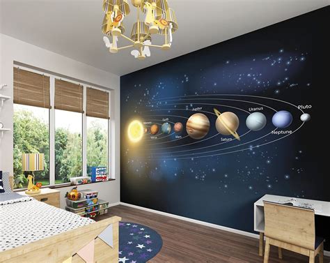 Planets Wall Mural Wallpaper Mural | ohpopsi | Boys bedroom wallpaper ...