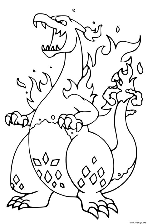 Coloriage Pokemon Dracaufeu Gigamax Gigantamax à imprimer | Coloriage ...