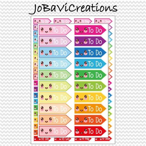 Kawaii Calendar Stickers Printable: To Do Go Buy Clean | Etsy