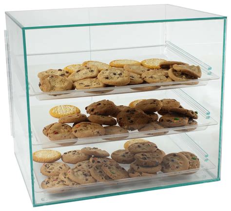 Pastry Display Case With Angled Removable Trays, Hinged Magnetic Doors ...