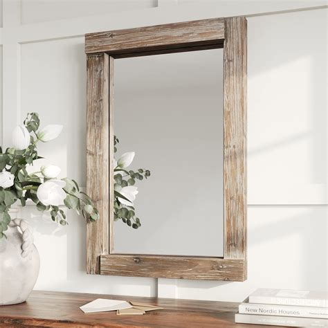 Buy Barnyard Designs 24x36 Dark Wood Farmhouse Wall Mirror, Wooden Large Rustic Wall Mirror ...