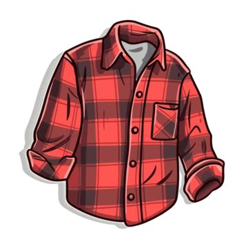 Flannel Shirt Vector, Sticker Clipart Cartoon Illustration Of A Red ...