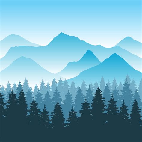 Abstract hiking adventure vector background with mountain and forest By Microvector | TheHungryJPEG